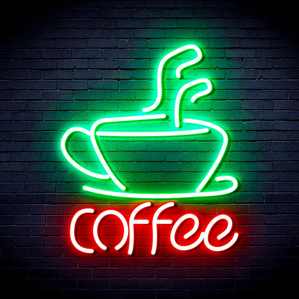 advpro-coffee-cup-ultra-bright-led-neon-sign-fnu0352 - Green & Red