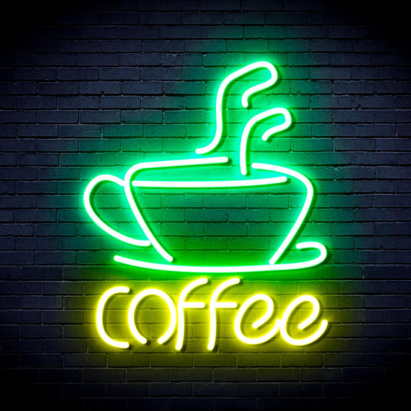 advpro-coffee-cup-ultra-bright-led-neon-sign-fnu0352 - Green & Yellow
