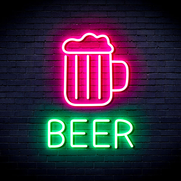 advpro-beer-mug-ultra-bright-led-neon-sign-fnu0354 - Green & Pink