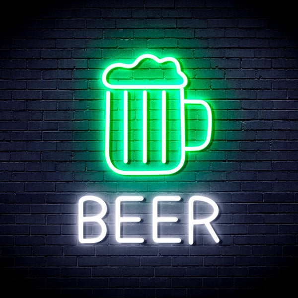 advpro-beer-mug-ultra-bright-led-neon-sign-fnu0354 - White & Green