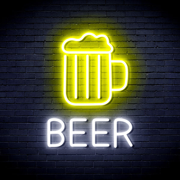 advpro-beer-mug-ultra-bright-led-neon-sign-fnu0354 - White & Yellow