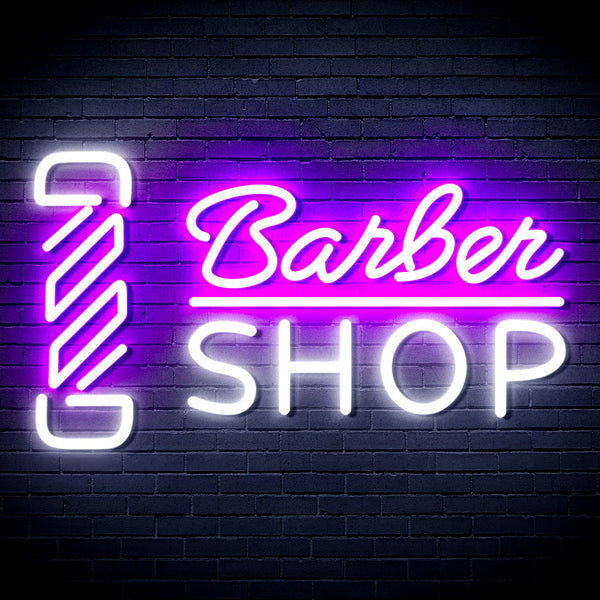 advpro-barber-shop-with-barber-pole-ultra-bright-led-neon-sign-fnu0355 - White & Purple