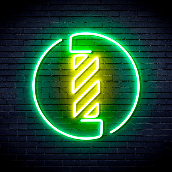 advpro-barber-pole-ultra-bright-led-neon-sign-fnu0356 - Green & Yellow