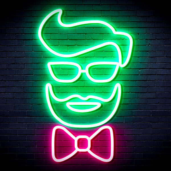 advpro-barber-face-ultra-bright-led-neon-sign-fnu0359 - Green & Pink