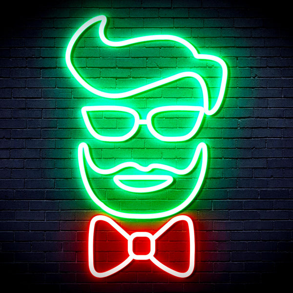 advpro-barber-face-ultra-bright-led-neon-sign-fnu0359 - Green & Red