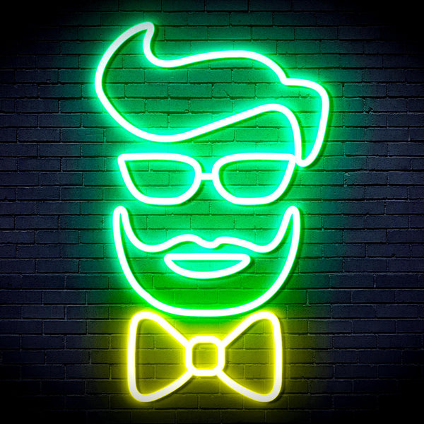 advpro-barber-face-ultra-bright-led-neon-sign-fnu0359 - Green & Yellow