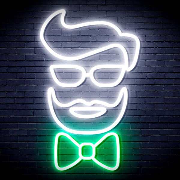 advpro-barber-face-ultra-bright-led-neon-sign-fnu0359 - White & Green