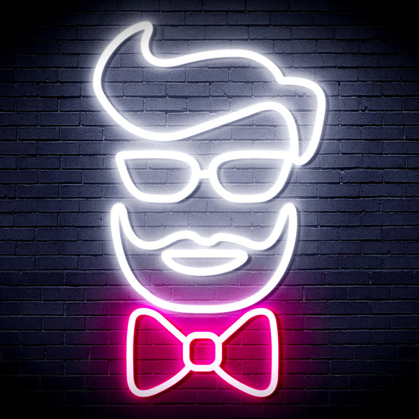 advpro-barber-face-ultra-bright-led-neon-sign-fnu0359 - White & Pink
