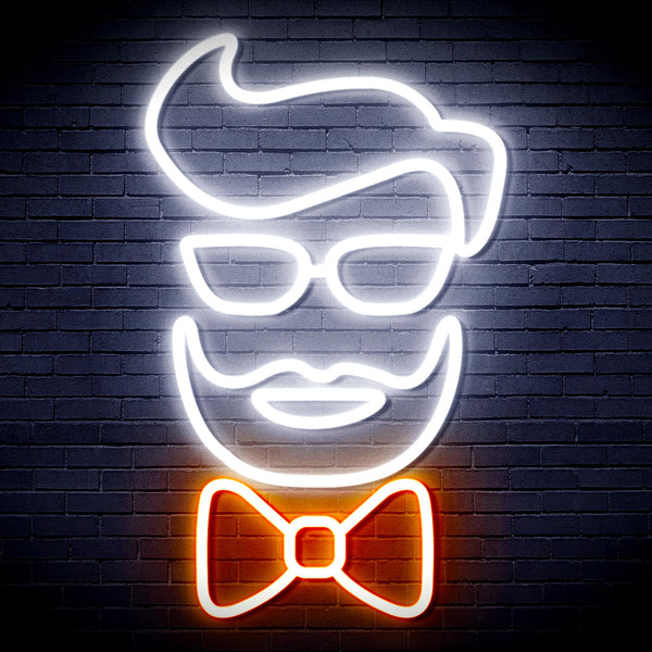 advpro-barber-face-ultra-bright-led-neon-sign-fnu0359 - White & Orange