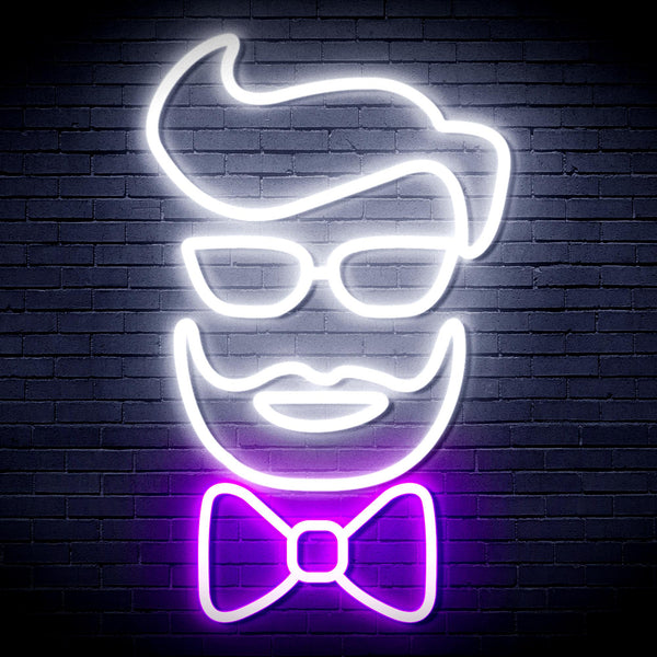 advpro-barber-face-ultra-bright-led-neon-sign-fnu0359 - White & Purple