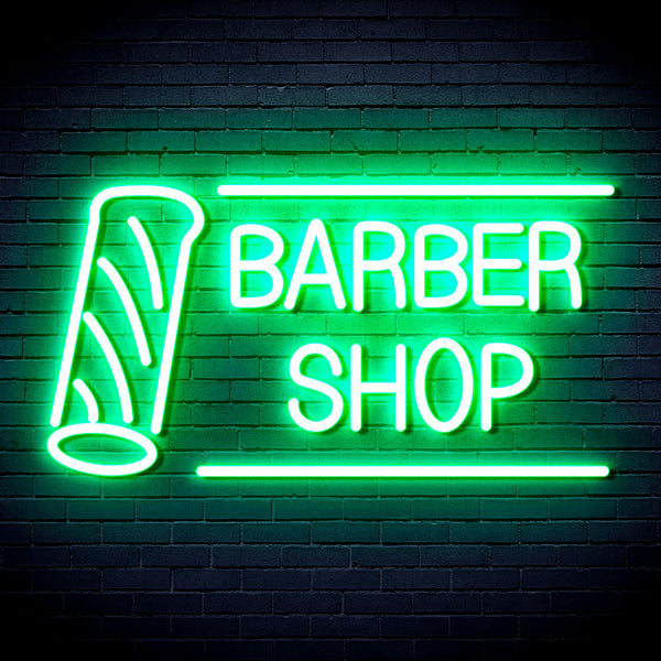 advpro-barber-shop-with-barber-pole-ultra-bright-led-neon-sign-fnu0360 - Green