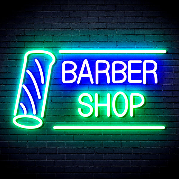 advpro-barber-shop-with-barber-pole-ultra-bright-led-neon-sign-fnu0360 - Green & Blue