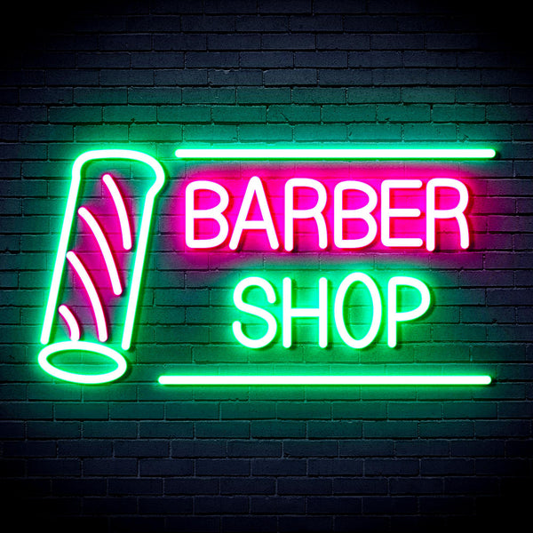 advpro-barber-shop-with-barber-pole-ultra-bright-led-neon-sign-fnu0360 - Green & Pink