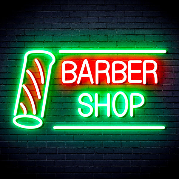 advpro-barber-shop-with-barber-pole-ultra-bright-led-neon-sign-fnu0360 - Green & Red