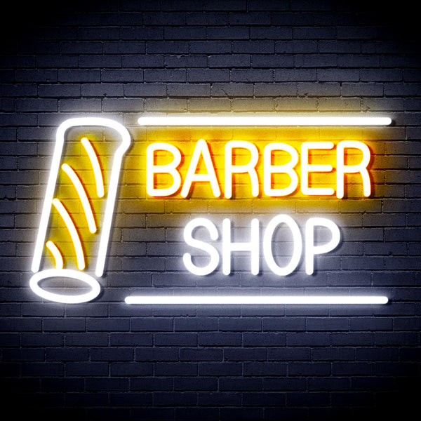 advpro-barber-shop-with-barber-pole-ultra-bright-led-neon-sign-fnu0360 - White & Golden Yellow