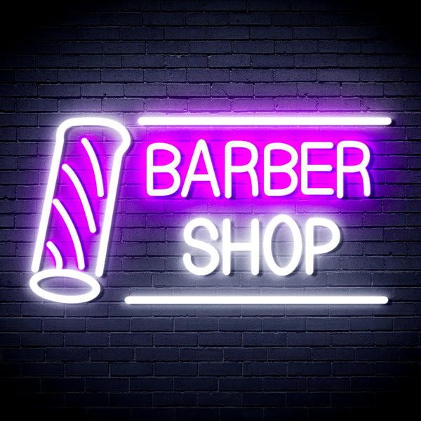 advpro-barber-shop-with-barber-pole-ultra-bright-led-neon-sign-fnu0360 - White & Purple