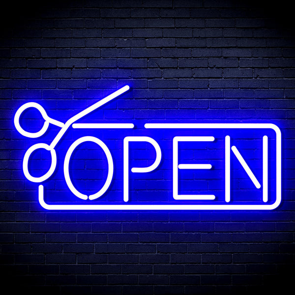 advpro-open-with-scissors-ultra-bright-led-neon-sign-fnu0361 - Blue