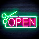 advpro-open-with-scissors-ultra-bright-led-neon-sign-fnu0361 - Green & Pink