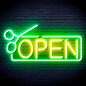 advpro-open-with-scissors-ultra-bright-led-neon-sign-fnu0361 - Green & Yellow