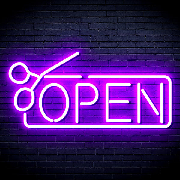 advpro-open-with-scissors-ultra-bright-led-neon-sign-fnu0361 - Purple