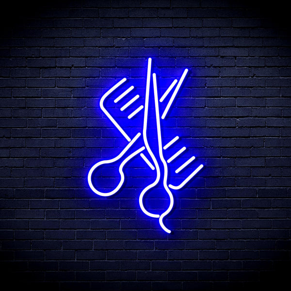 advpro-comb-and-scissors-ultra-bright-led-neon-sign-fnu0363 - Blue