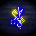 advpro-comb-and-scissors-ultra-bright-led-neon-sign-fnu0363 - Blue & Yellow