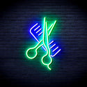 advpro-comb-and-scissors-ultra-bright-led-neon-sign-fnu0363 - Green & Blue