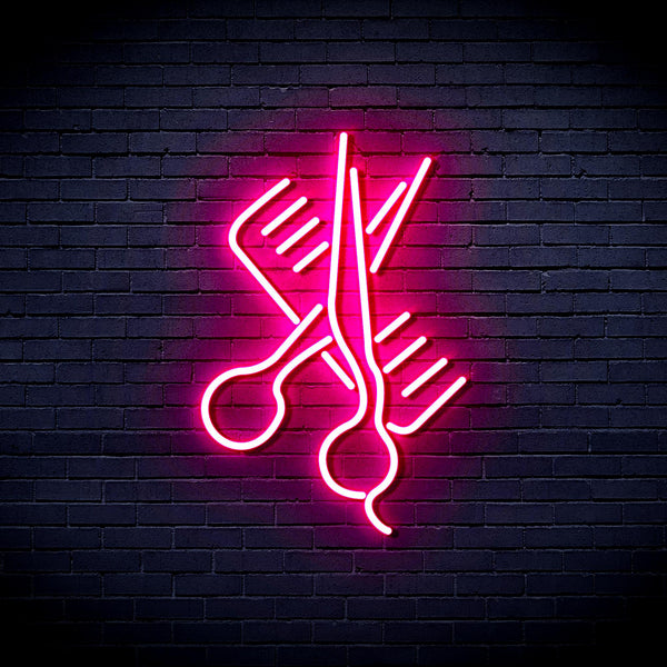 advpro-comb-and-scissors-ultra-bright-led-neon-sign-fnu0363 - Pink
