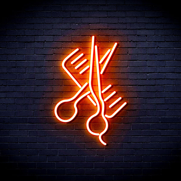 advpro-comb-and-scissors-ultra-bright-led-neon-sign-fnu0363 - Orange