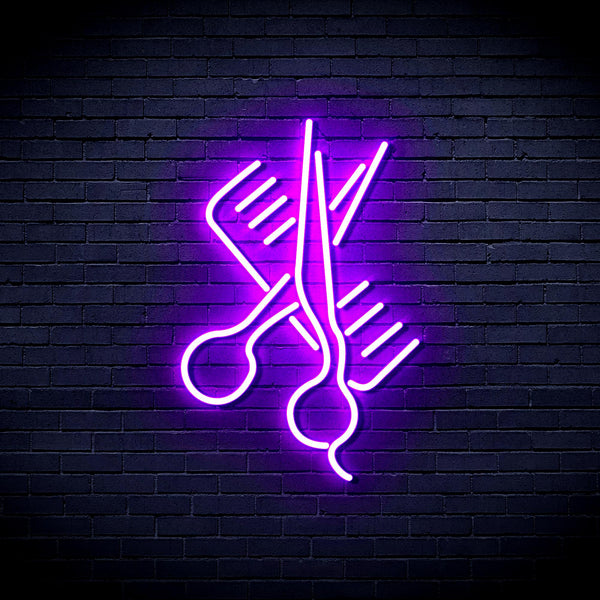 advpro-comb-and-scissors-ultra-bright-led-neon-sign-fnu0363 - Purple
