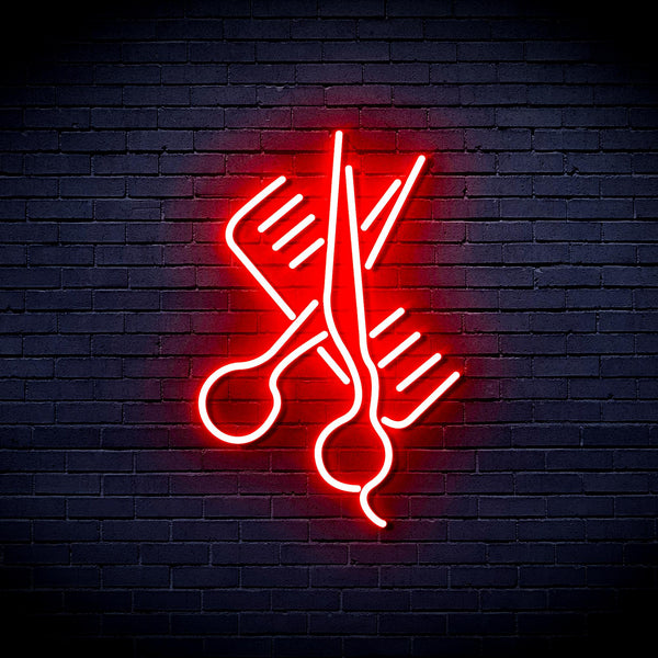 advpro-comb-and-scissors-ultra-bright-led-neon-sign-fnu0363 - Red