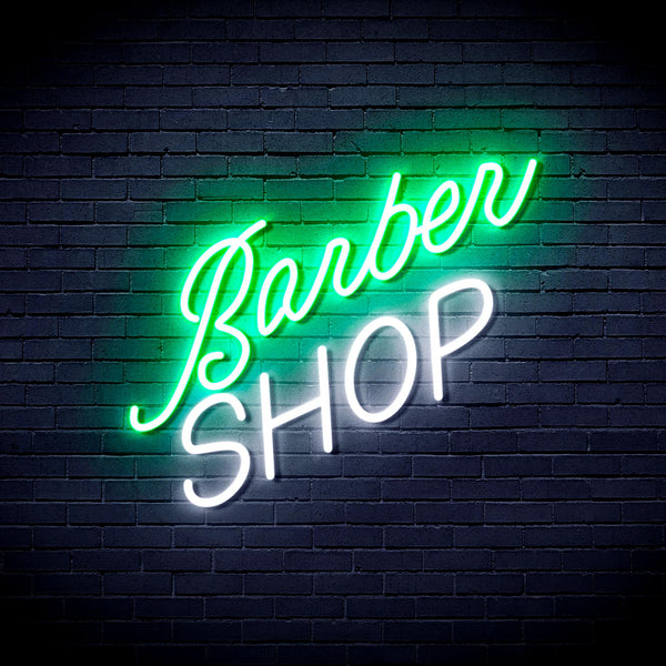 advpro-barber-shop-ultra-bright-led-neon-sign-fnu0364 - White & Green