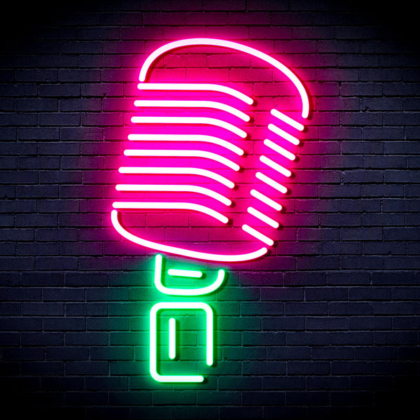 advpro-microphone-ultra-bright-led-neon-sign-fnu0369 - Green & Pink