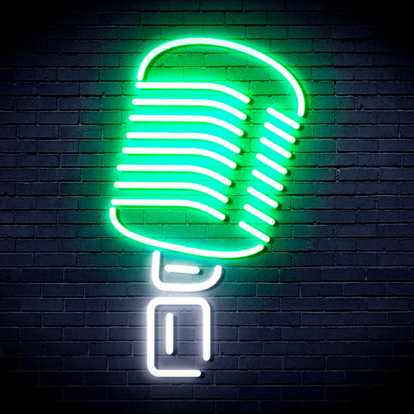 advpro-microphone-ultra-bright-led-neon-sign-fnu0369 - White & Green