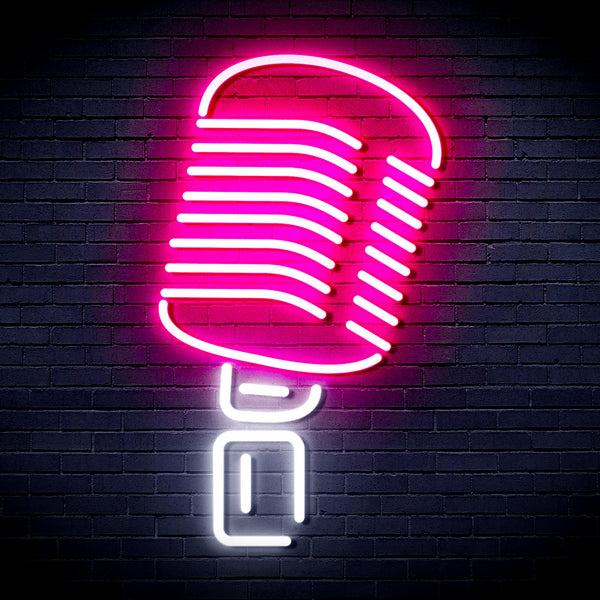 advpro-microphone-ultra-bright-led-neon-sign-fnu0369 - White & Pink