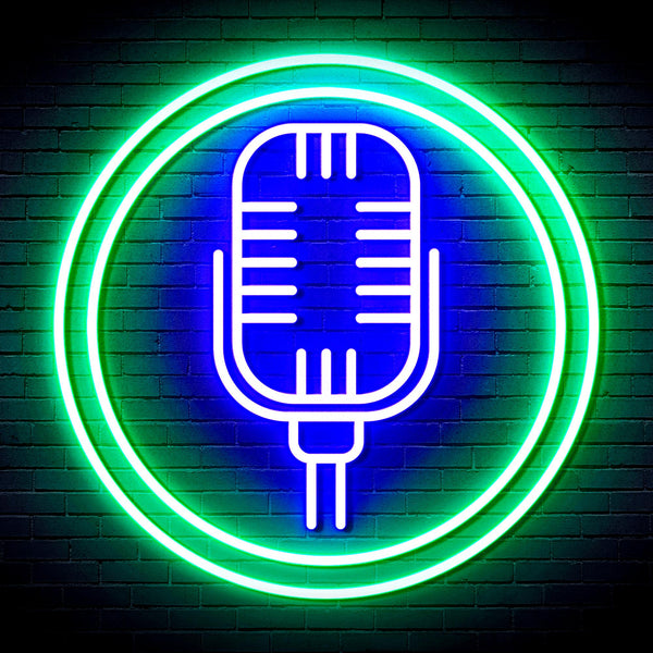 advpro-microphone-ultra-bright-led-neon-sign-fnu0371 - Green & Blue