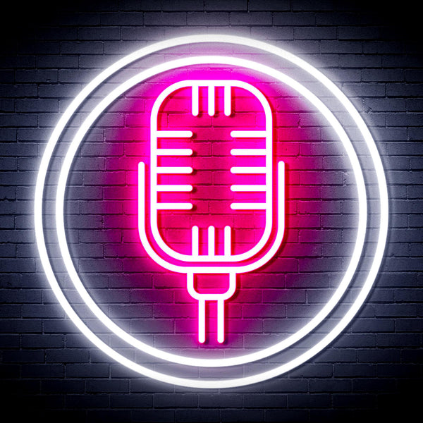 advpro-microphone-ultra-bright-led-neon-sign-fnu0371 - White & Pink