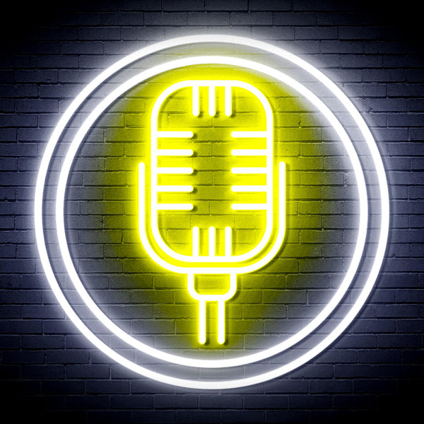 advpro-microphone-ultra-bright-led-neon-sign-fnu0371 - White & Yellow