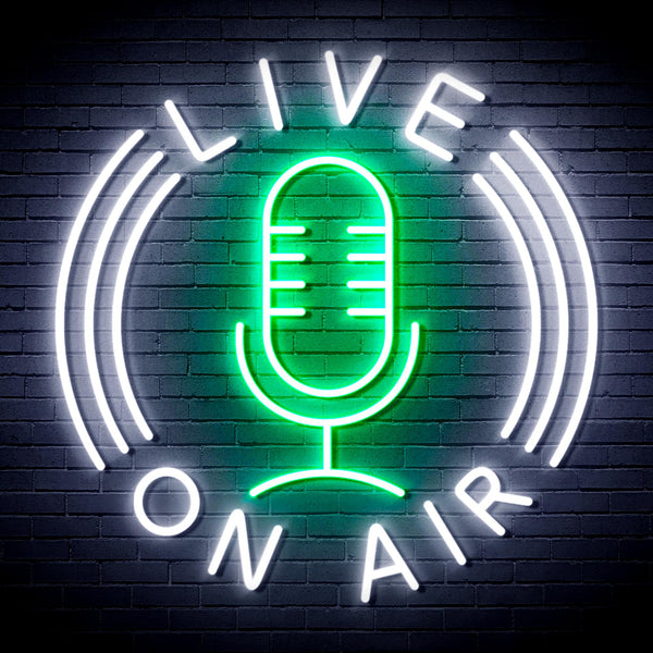 advpro-live-on-air-ultra-bright-led-neon-sign-fnu0373 - White & Green
