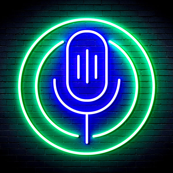 advpro-microphone-ultra-bright-led-neon-sign-fnu0375 - Green & Blue