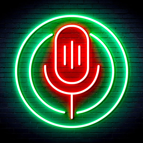 advpro-microphone-ultra-bright-led-neon-sign-fnu0375 - Green & Red