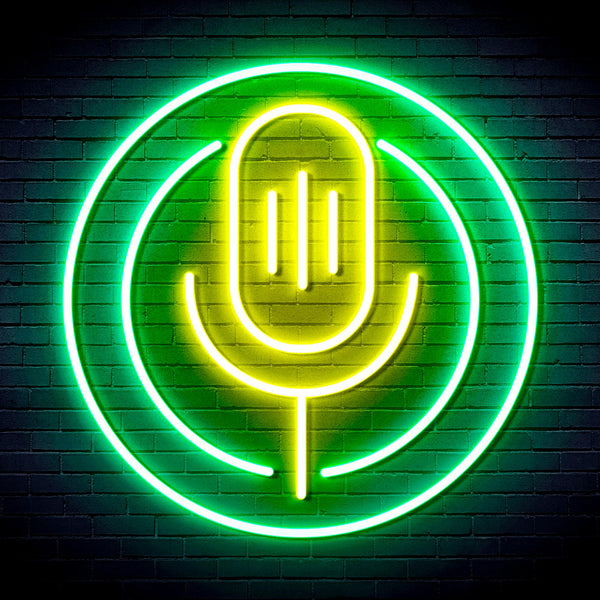 advpro-microphone-ultra-bright-led-neon-sign-fnu0375 - Green & Yellow