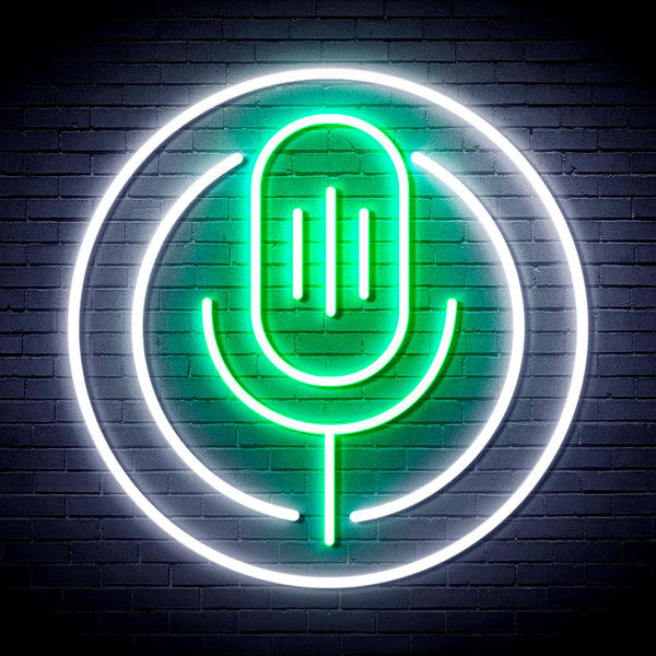 advpro-microphone-ultra-bright-led-neon-sign-fnu0375 - White & Green