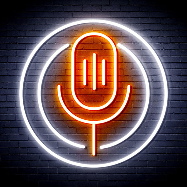 advpro-microphone-ultra-bright-led-neon-sign-fnu0375 - White & Orange