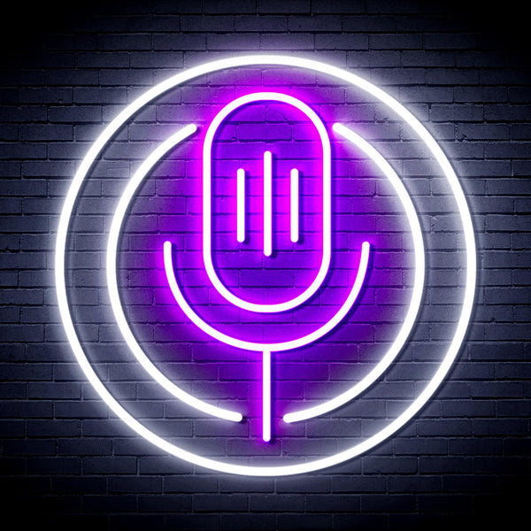 advpro-microphone-ultra-bright-led-neon-sign-fnu0375 - White & Purple
