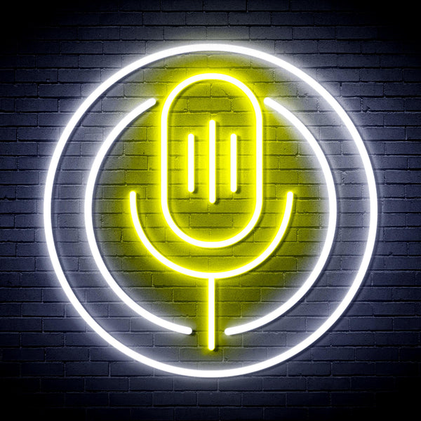 advpro-microphone-ultra-bright-led-neon-sign-fnu0375 - White & Yellow