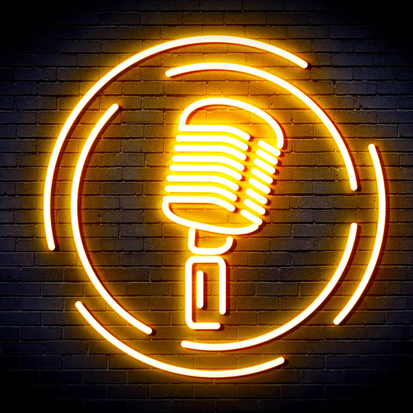 advpro-microphone-ultra-bright-led-neon-sign-fnu0376 - Golden Yellow
