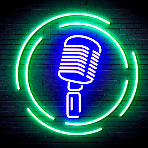 advpro-microphone-ultra-bright-led-neon-sign-fnu0376 - Green & Blue