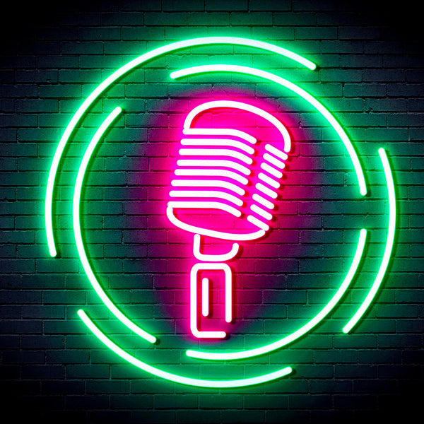 advpro-microphone-ultra-bright-led-neon-sign-fnu0376 - Green & Pink