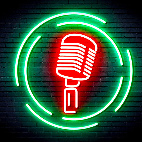 advpro-microphone-ultra-bright-led-neon-sign-fnu0376 - Green & Red